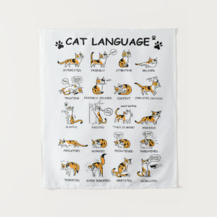 Cat Language, Funny Cat Kitten, Love Cat Gift Idea Tapestry