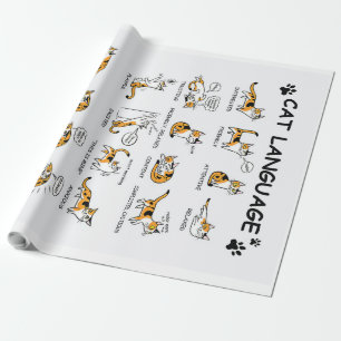 Cat Language, Funny Cat Kitten, Love Cat Gift Idea Wrapping Paper