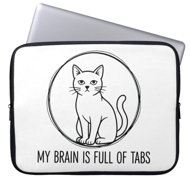 Cat Laptop Sleeve - Brain Full Of Tabs (Front)