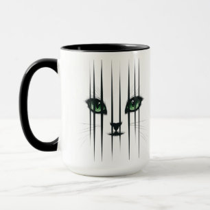 Cat Large Green Eyes Modern Cat Lover Mug