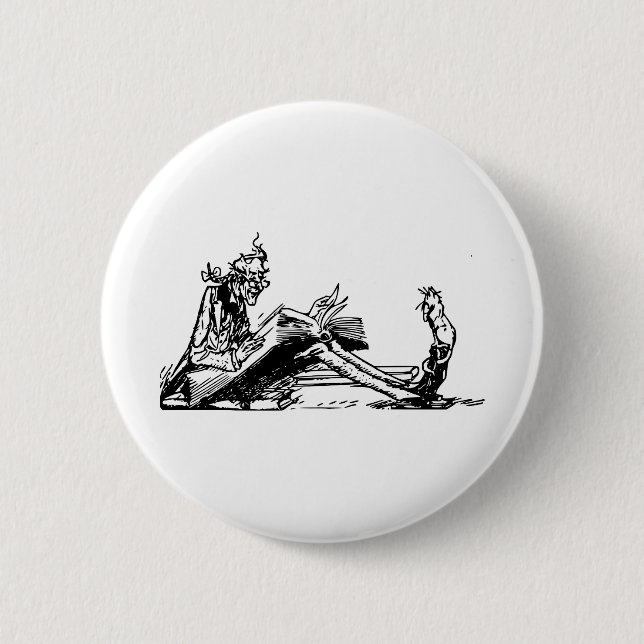 Cat Large Man Reading Book Pet 6 Cm Round Badge (Front)