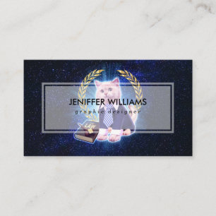 Cat lawyer in space business card