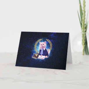 Cat lawyer in space card