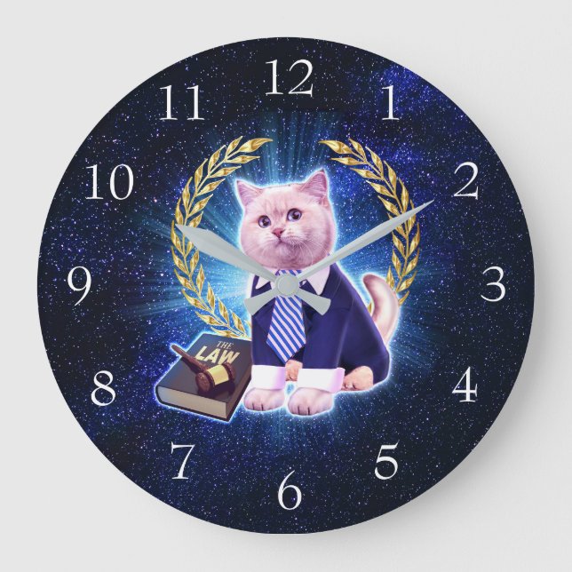 Cat lawyer in space                                large clock (Front)