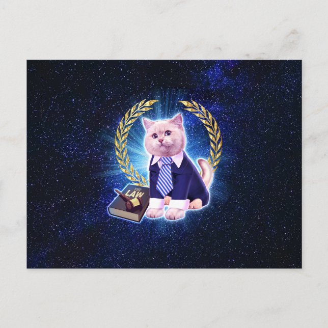 Cat lawyer in space                                postcard (Front)
