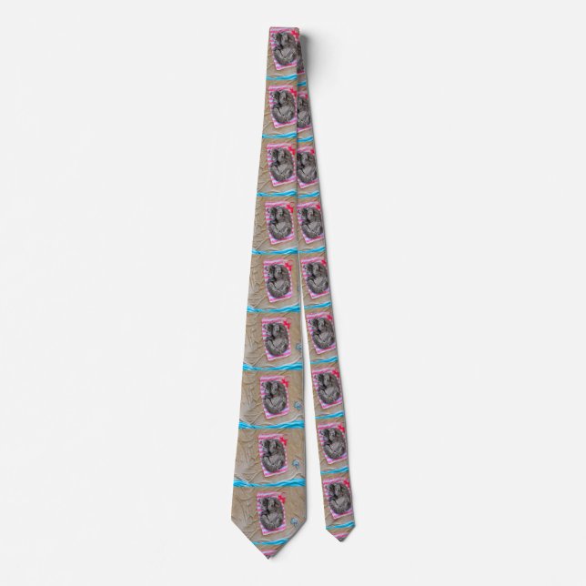 Cat lay on the beach tie (Front)