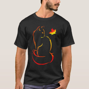 Cat Leaf Fall Hello Autumn For Cute Kitten T-Shirt