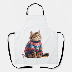 Cat Leaf Fall Hello Autumn Funny Cat Kitten Lover Apron