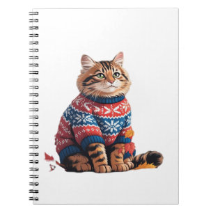 Cat Leaf Fall Hello Autumn Funny Cat Kitten Lover  Notebook