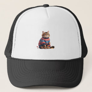 Cat Leaf Fall Hello Autumn Funny Cat Kitten Lover Trucker Hat