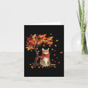 Cat Leaf Fall Tree Hello Autumn Thanksgiving It's Card