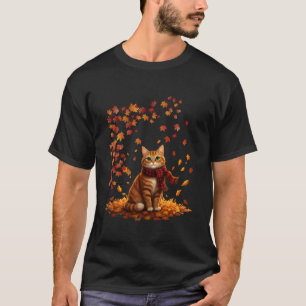 Cat Leaf Fall Tree Hello Autumn Thanksgiving It's T-Shirt