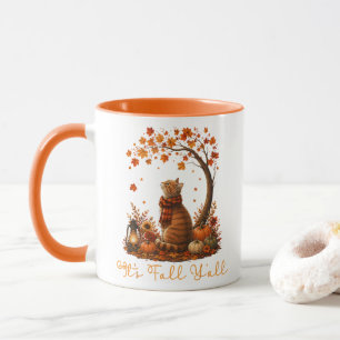 Cat Leaf Fall Tree Hello Autumn Thanksgiving Mug