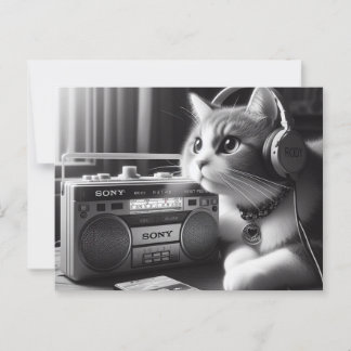 cat leasing music postcard