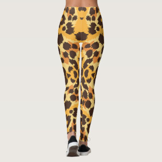 Cat Leopard Dot Pattern Orange Brown Safari Animal Leggings