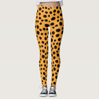 Cat Leopard Skin Pattern Dark Red Orange Animal  Leggings