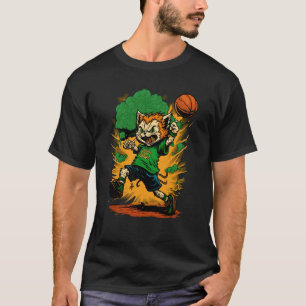 Cat Leprechaun Basketball St Patricks Day Sports   T-Shirt