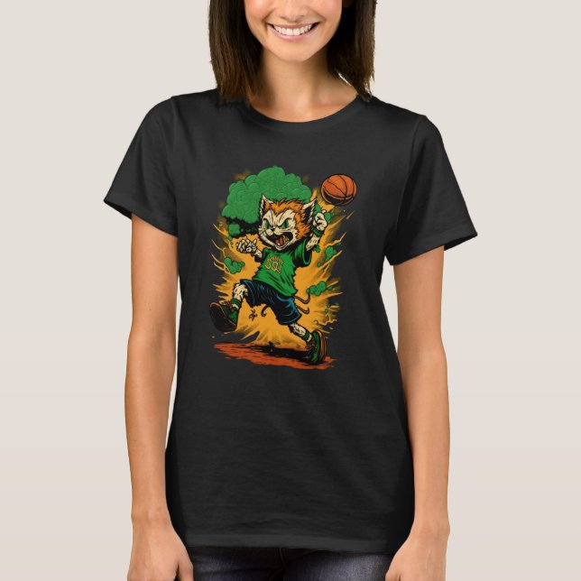 Cat Leprechaun Basketball St Patricks Day Sports   T-Shirt (Front)
