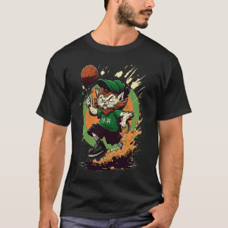 Cat Leprechaun Basketball St Patricks Day Sports T-Shirt
