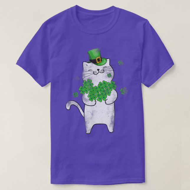 Cat Leprechaun Cat Lover Shamrock St Patrick's Day T-Shirt (Design Front)