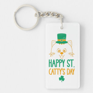 Cat Leprechaun Happy St. Catty's Day Key Ring