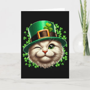 Cat Leprechaun Hat St Patricks Day Kitten Shamrock Card