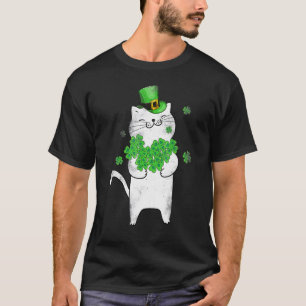 Cat Leprechaun T-Shirt Cat Lover Shamrock St Patri