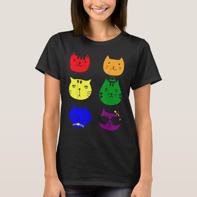 Cat LGBT Flag Gay Pride Transgender Rainbow Lesbia T-Shirt (Front)