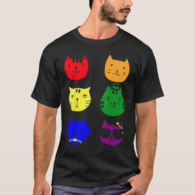Cat LGBT Flag Gay Pride Transgender Rainbow Lesbia T-Shirt (Front)