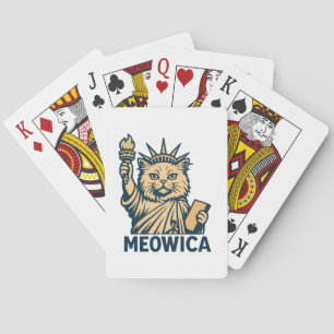 Cat Liberty Meowica Patriotic Feline Freedom Playing Cards