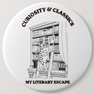 Cat Librarian Aesthetic Art Poster  6 Cm Round Badge