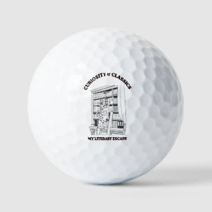 Cat Librarian Aesthetic Art Poster  Golf Balls