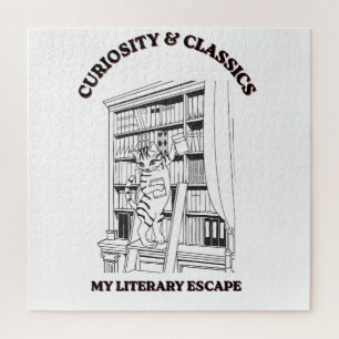 Cat Librarian Aesthetic Art Poster  Jigsaw Puzzle