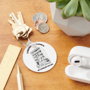 Cat Librarian Aesthetic Art Poster  Key Ring