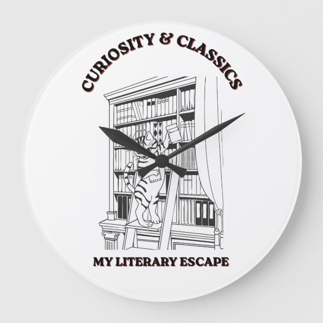 Cat Librarian Aesthetic Art Poster  Large Clock (Front)