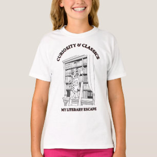 Cat Librarian Aesthetic Art Poster  T-Shirt