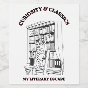 Cat Librarian Aesthetic Art Poster  Wine Label