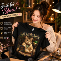 Cat Librarian T-Shirt | Cute Book Lover Cat Shirt 