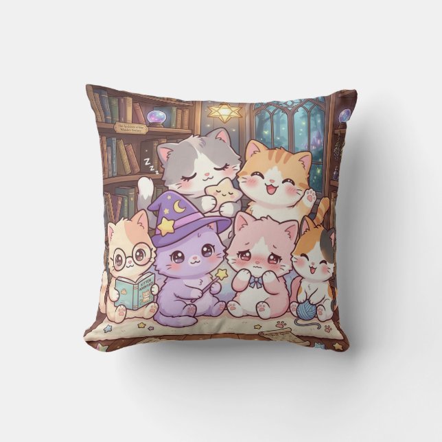 Cat Library Friends Pillow (Front)