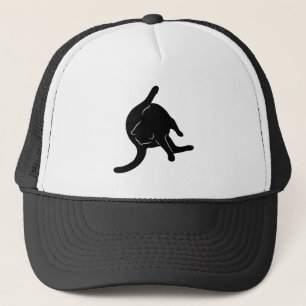 Cat licking butt silhouette trucker hat