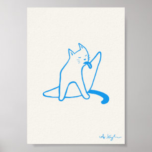 Cat Licking Leg 5x7 print