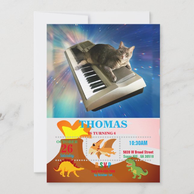 Cat lies on the keyboard invitation (Front)