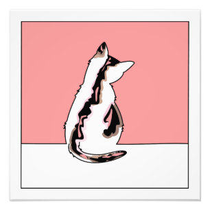 Cat line drawing photo print