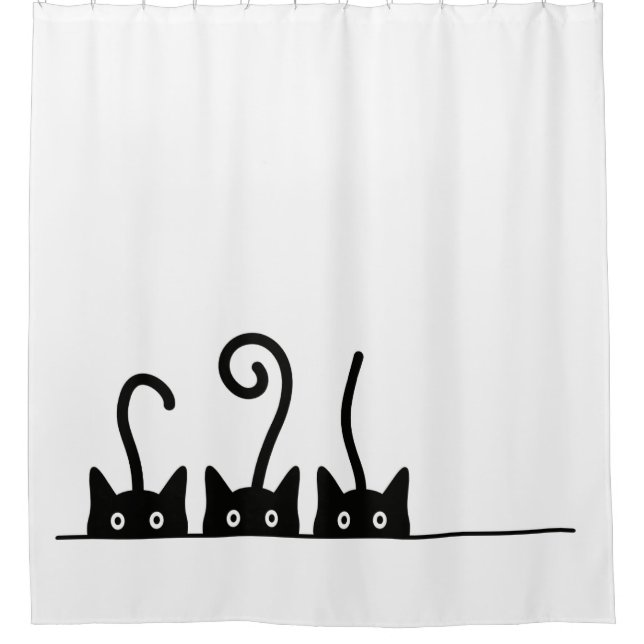 Cat line drawing. Three cats. World Cattendday. Shower Curtain (Front)