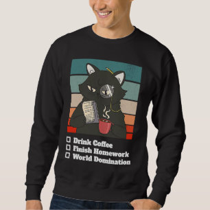 Cat List World Domination Homework School Kid Coll Sweatshirt