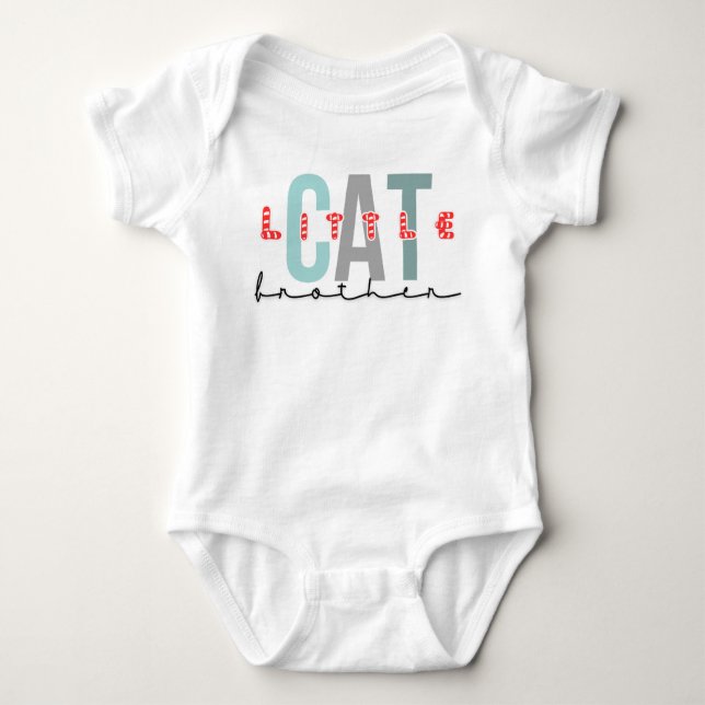 Cat little brother cute design baby bodysuit (Front)