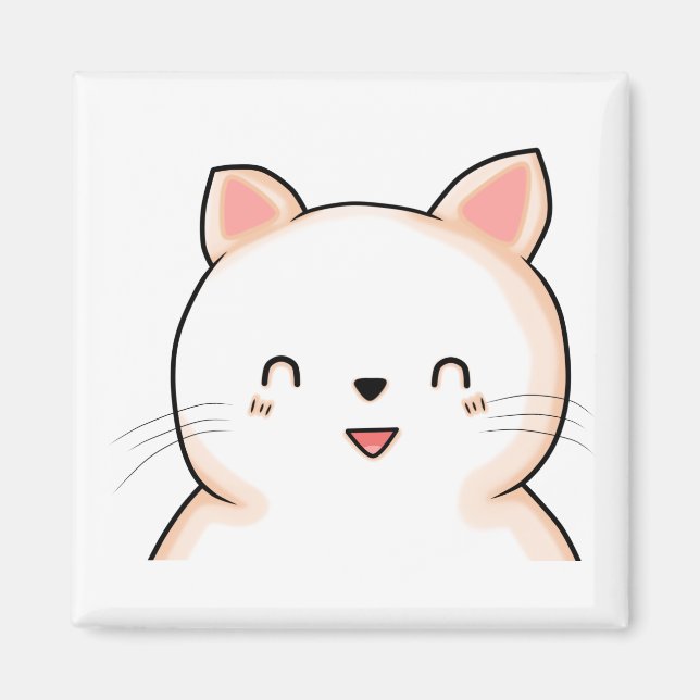 Cat Little Cat Kawaii Closed Eyes Animal Drawing. Magnet (Front)