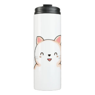 Cat Little Cat Kawaii Closed Eyes Animal Drawing. Thermal Tumbler
