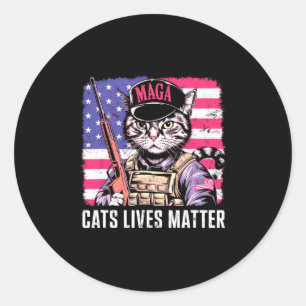 Cat Lives Classic Round Sticker