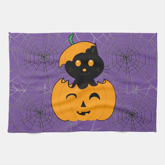 Cat-lloween Cookroom Tea Towel (Horizontal)